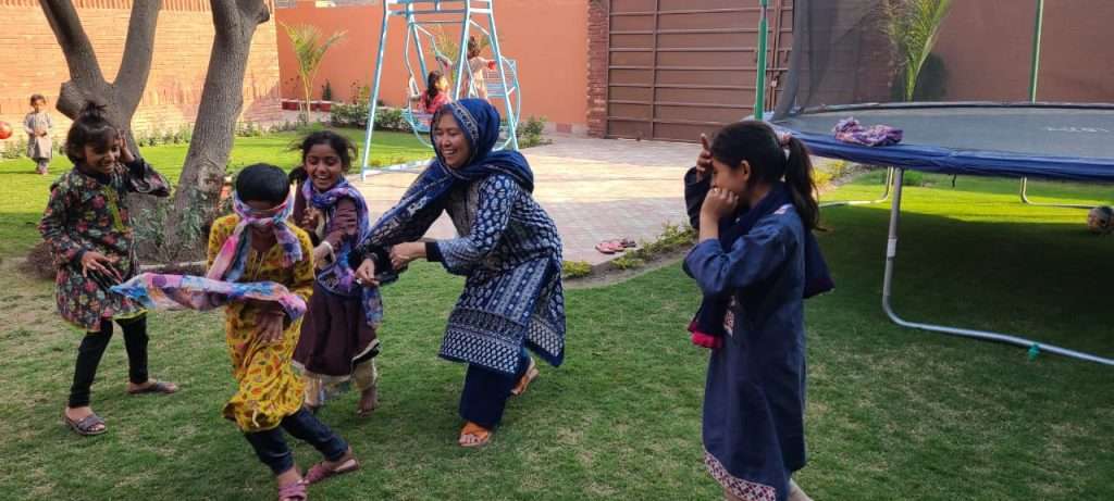 playing with the children